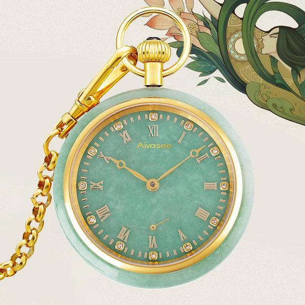 pocket watches aivasee brand jade watch retro manual mechanical natural business gift men clock high-end unique classic male timer, Slivery;golden
pocket watches aivasee brand jade watch retro manual mechanical natural business gift men clock high-end unique classic male timer, Slivery;golden