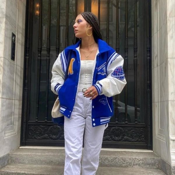women's jackets varsity jacket button down baseball uniform,autumn fashion casual long sleeve letter embroidery loose lapel, Black;brown
women's jackets varsity jacket button down baseball uniform,autumn fashion casual long sleeve letter embroidery loose lapel, Black;brown