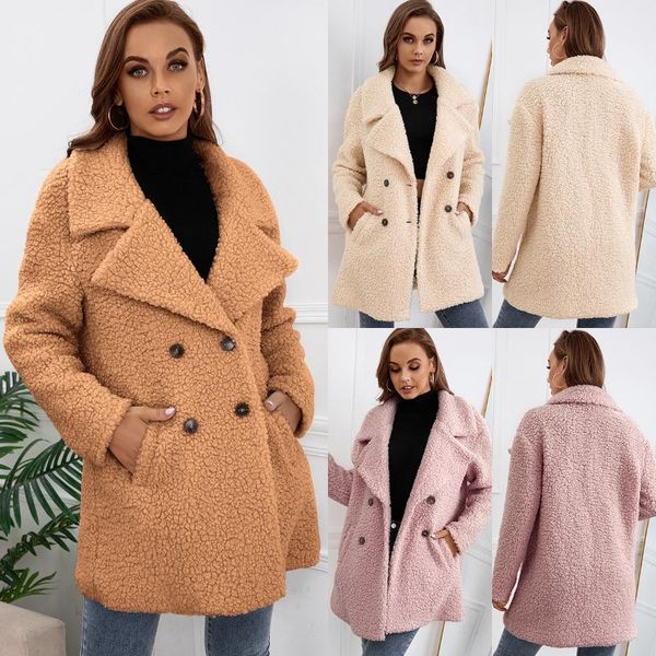 women's jackets 2021 autumn and winter women coat fashion lapel double-breasted pockets lamb fur loose mid-long plush ladies overcoat, Black;brown
women's jackets 2021 autumn and winter women coat fashion lapel double-breasted pockets lamb fur loose mid-long plush ladies overcoat, Black;brown