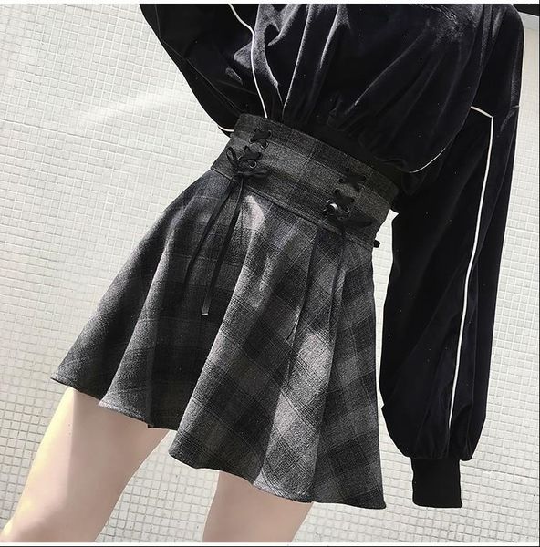spring new gothic girl plaid high waist saia tie big swing women harajuku plus size short autumn skirt, Black
spring new gothic girl plaid high waist saia tie big swing women harajuku plus size short autumn skirt, Black