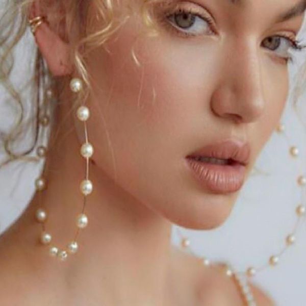 hoop & huggie boho white simple imitation pearl round circle women gold color big chain jewelry statement earrings, Golden;silver
hoop & huggie boho white simple imitation pearl round circle women gold color big chain jewelry statement earrings, Golden;silver
