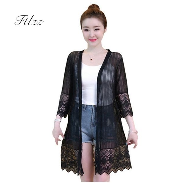 summer casual medium long jacket women 3/4 sleeved plus size 4xl black white thin coat laides patchwork lace outerwear 210525, Black;brown
summer casual medium long jacket women 3/4 sleeved plus size 4xl black white thin coat laides patchwork lace outerwear 210525, Black;brown