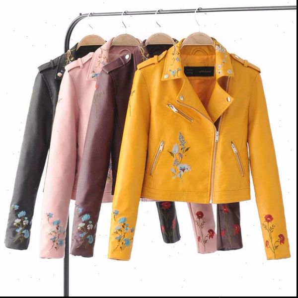 new 2021 autumn women yellow slim cool lady pu leather jackets sweet female zipper faux embroidery femme outwear coat, Black;brown
new 2021 autumn women yellow slim cool lady pu leather jackets sweet female zipper faux embroidery femme outwear coat, Black;brown