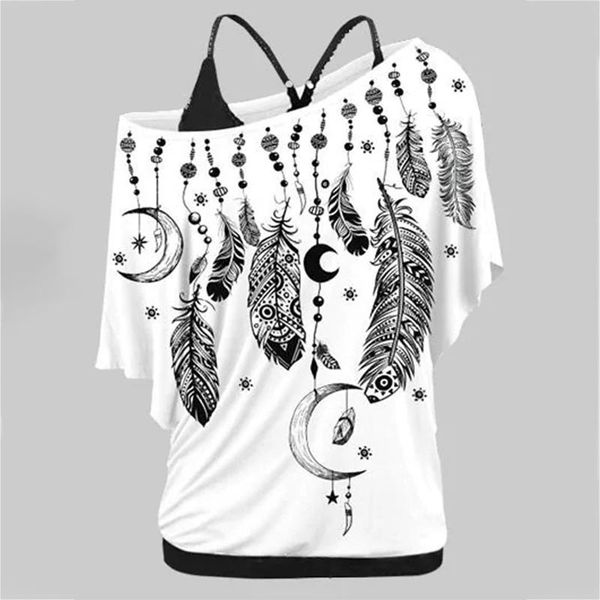 women's t-shirt 2021 summer women fashion feather print skew neck cold shoulder short sleeve casual harajuku y2k plus size 5xl, White
women's t-shirt 2021 summer women fashion feather print skew neck cold shoulder short sleeve casual harajuku y2k plus size 5xl, White