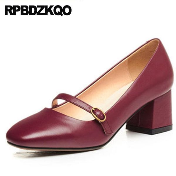 dress shoes retro medium heels wine red chunky brand square toe discount mary janes women size 4 34 elegant genuine leather vintage, Black 
dress shoes retro medium heels wine red chunky brand square toe discount mary janes women size 4 34 elegant genuine leather vintage, Black