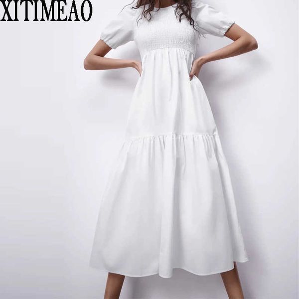 za women white dress short sleeve o neck tightness high waist skirt female holiday swing long xitimeao 210604, Black;gray
za women white dress short sleeve o neck tightness high waist skirt female holiday swing long xitimeao 210604, Black;gray