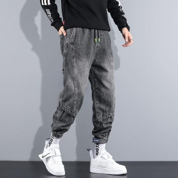 men's jeans 2021 spring light color harem pants loose straight casual stitching ankle-length denim for men, Blue
men's jeans 2021 spring light color harem pants loose straight casual stitching ankle-length denim for men, Blue