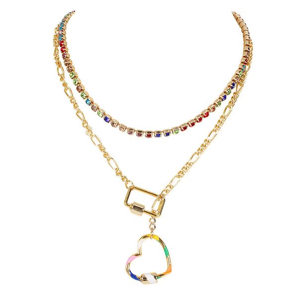 light luxury alloy heart pendant necklaces fashion geometry chains diamond multilayer clavicle chain color spiral twisting link buckle neckl, Silver
light luxury alloy heart pendant necklaces fashion geometry chains diamond multilayer clavicle chain color spiral twisting link buckle neckl, Silver