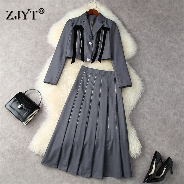 two piece dress fashion designer autumn 2 set women beading tassel short blazer and midi pleated skirt suit office party outfit, White
two piece dress fashion designer autumn 2 set women beading tassel short blazer and midi pleated skirt suit office party outfit, White