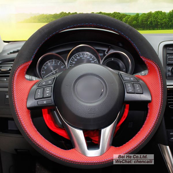 diy custom black suede red genuine leather car steering wheel cover for mazda cx-5 atenza 3 cx-3 scion ia
diy custom black suede red genuine leather car steering wheel cover for mazda cx-5 atenza 3 cx-3 scion ia