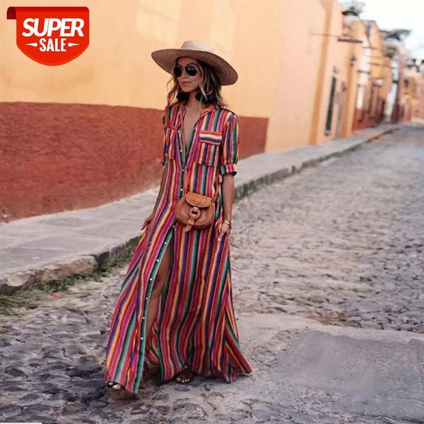 women short sleeve stripe maxi dress summer plus size iridescent turn down collar buttons casual shirt dresses female vestidos #fc8r, White;black
women short sleeve stripe maxi dress summer plus size iridescent turn down collar buttons casual shirt dresses female vestidos #fc8r, White;black