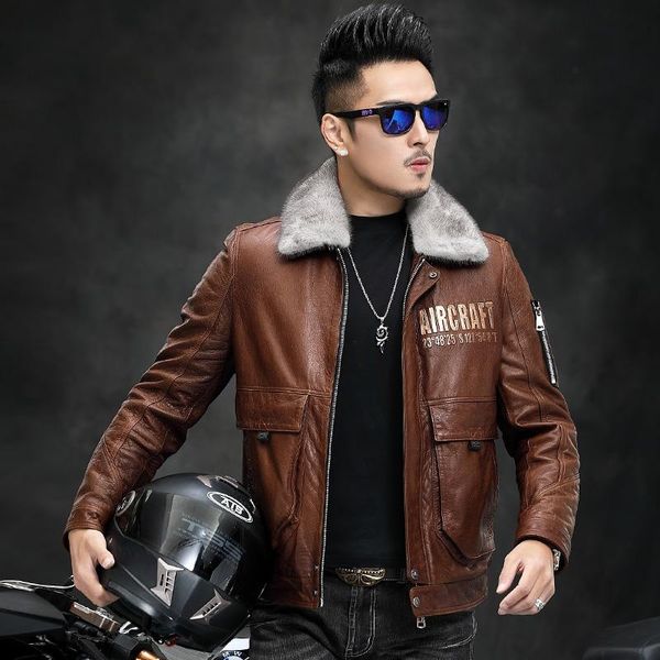 men's leather & faux autumn winter genuine jacket men 2021 sheepskin coat real collar biker jackets male abrigo hombre gxy971, Black
men's leather & faux autumn winter genuine jacket men 2021 sheepskin coat real collar biker jackets male abrigo hombre gxy971, Black