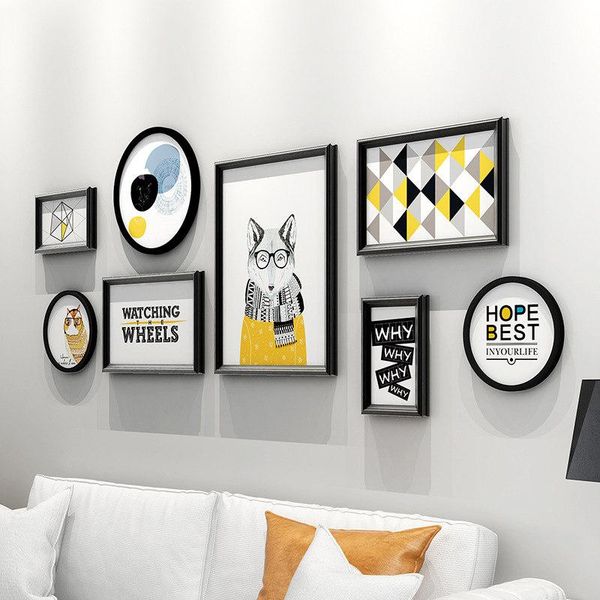 frames nordic style living room sofa background wall decoration painting creative combination hanging picture black po frame