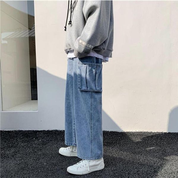 men's jeans korean fashion versatile for men and women lovers loose brand straight casual pants, Blue
men's jeans korean fashion versatile for men and women lovers loose brand straight casual pants, Blue
