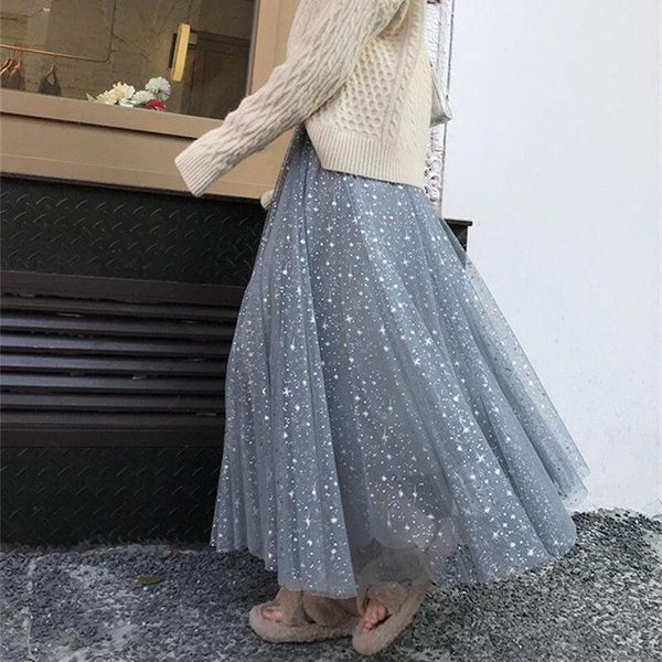 skirts grey sequined tulle pleated women 2021 spring summer elastic high waist elegant long skirt female jupe femme y895, Black
skirts grey sequined tulle pleated women 2021 spring summer elastic high waist elegant long skirt female jupe femme y895, Black