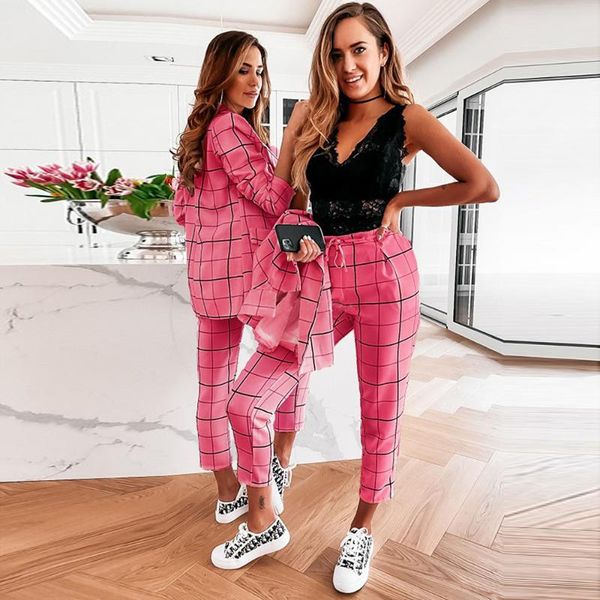 women's two piece pants puloru women office suits elegant fashion plaids two-piece set casual business blazers and lace-up pencil lady, White
women's two piece pants puloru women office suits elegant fashion plaids two-piece set casual business blazers and lace-up pencil lady, White