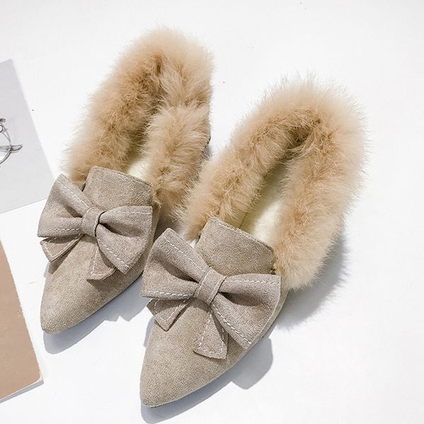 women shoes personality butterfly-knot lovely fur pumps pointed girl shoes convenient slip-no 2020 comfortable ladies shoes, Black 
women shoes personality butterfly-knot lovely fur pumps pointed girl shoes convenient slip-no 2020 comfortable ladies shoes, Black
