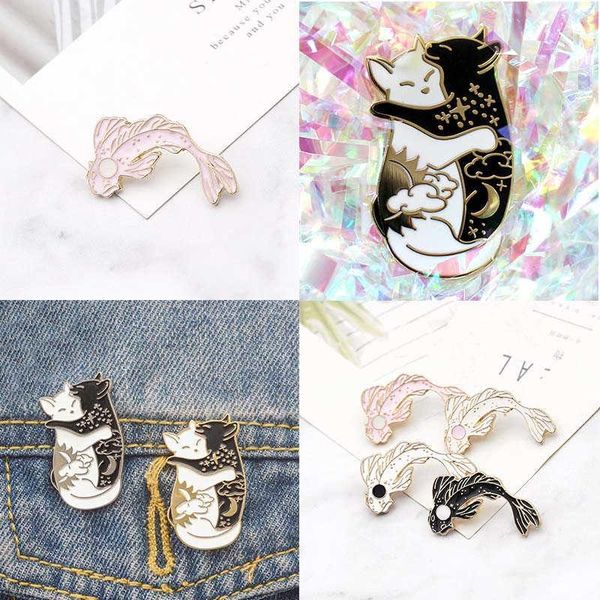 pins, brooches creative fish collar lovely cat and yang collection yin badge enamel brooch pin jewelry, Gray
pins, brooches creative fish collar lovely cat and yang collection yin badge enamel brooch pin jewelry, Gray