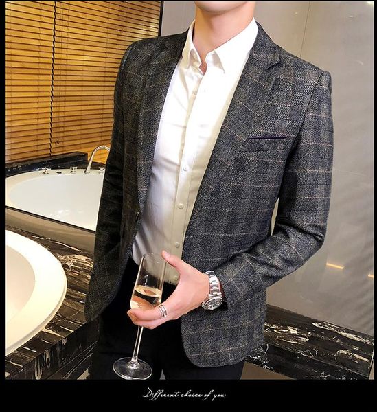 men's suits & blazers vintage plaid blazer british stylish male suit jacket business casual one button for men regular abrigo hombre, White;black
men's suits & blazers vintage plaid blazer british stylish male suit jacket business casual one button for men regular abrigo hombre, White;black