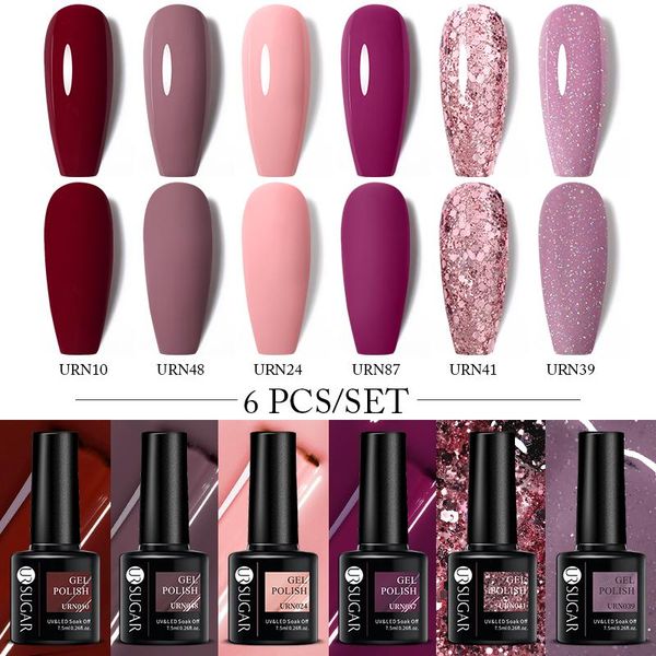 nail gel ur sugar 6pcs glitter polish set autumn winter semi permanent uv led varnish soak off lacquers matte coat, Red;pink
nail gel ur sugar 6pcs glitter polish set autumn winter semi permanent uv led varnish soak off lacquers matte coat, Red;pink