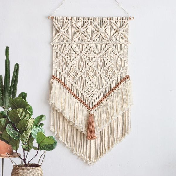 tapestries macrame wall hanging art tapestry with tassels handmade bohemian geometric home decoration for living room gallery 32"l x 20
tapestries macrame wall hanging art tapestry with tassels handmade bohemian geometric home decoration for living room gallery 32"l x 20
