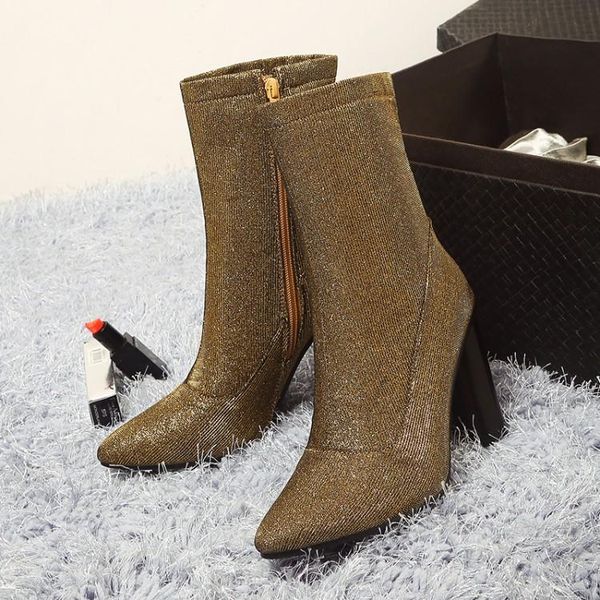 boots big size - women shoes ankle for ladies sequined side zipper pointed heel, Black
boots big size - women shoes ankle for ladies sequined side zipper pointed heel, Black