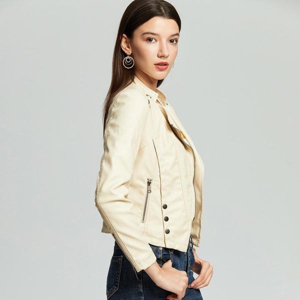 women's leather & faux women pu jacket fashion soft coat short slim motorcycle jackets 2021 spring autumn plus size clothes s, Black
women's leather & faux women pu jacket fashion soft coat short slim motorcycle jackets 2021 spring autumn plus size clothes s, Black