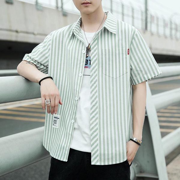 men's casual shirts short-sleeved shirt summer striped hong kong style outfit 2021 trend stripes, White;black
men's casual shirts short-sleeved shirt summer striped hong kong style outfit 2021 trend stripes, White;black