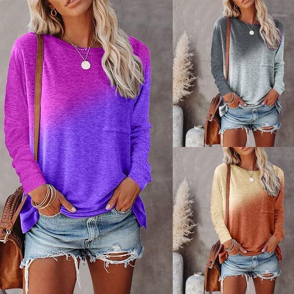 women's blouses & shirts women gradient printed or for woman o-neck casual long sleeve pocket blouse blusas de mujer elegantes, White
women's blouses & shirts women gradient printed or for woman o-neck casual long sleeve pocket blouse blusas de mujer elegantes, White