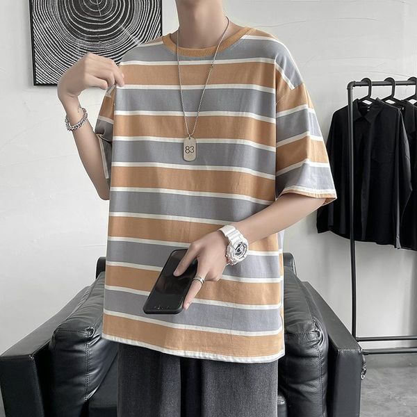 men's t-shirts striped short sleeve t-shirt male casual men and women's oversized harajuku streetwear, White;black
men's t-shirts striped short sleeve t-shirt male casual men and women's oversized harajuku streetwear, White;black