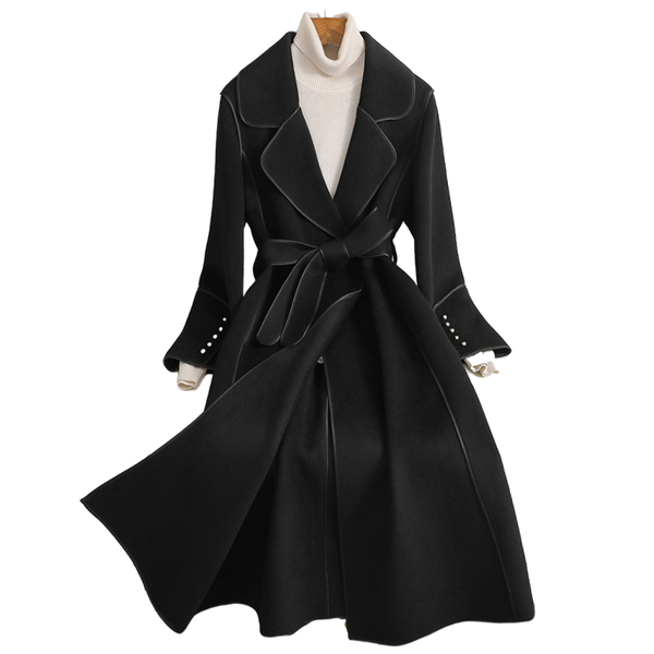 women's wool & blends 2022 autumn winter high end double sided cashmere coat women korean long slim lace up loose jacket female overcoa, Black
women's wool & blends 2022 autumn winter high end double sided cashmere coat women korean long slim lace up loose jacket female overcoa, Black