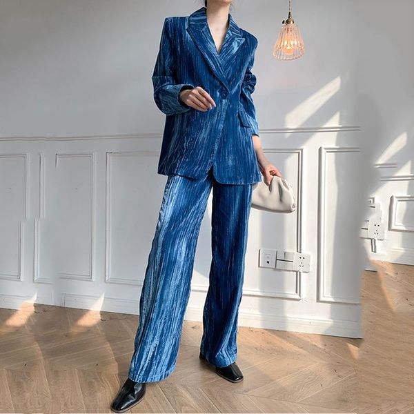 women's two piece pants 2021 velvet suit outfit korean set women matching fashion office blazer jacket coat + high waist loose straight, White
women's two piece pants 2021 velvet suit outfit korean set women matching fashion office blazer jacket coat + high waist loose straight, White