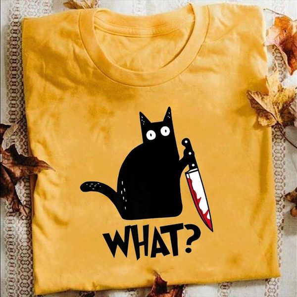 cat what murderous with knife mens t shirt funny halloween cotton shirts present, White;black
cat what murderous with knife mens t shirt funny halloween cotton shirts present, White;black