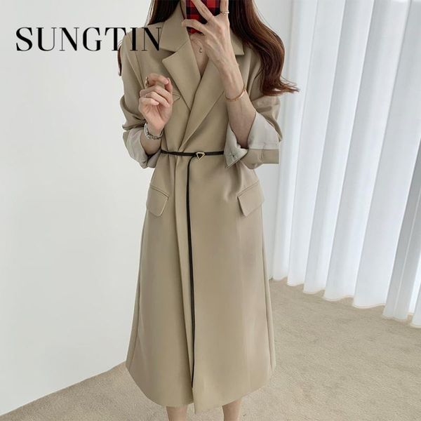women's trench coats sungtin office lady long blazer with belt women work vintage black loose windbreaker casual elegant coat o, Tan;black
women's trench coats sungtin office lady long blazer with belt women work vintage black loose windbreaker casual elegant coat o, Tan;black