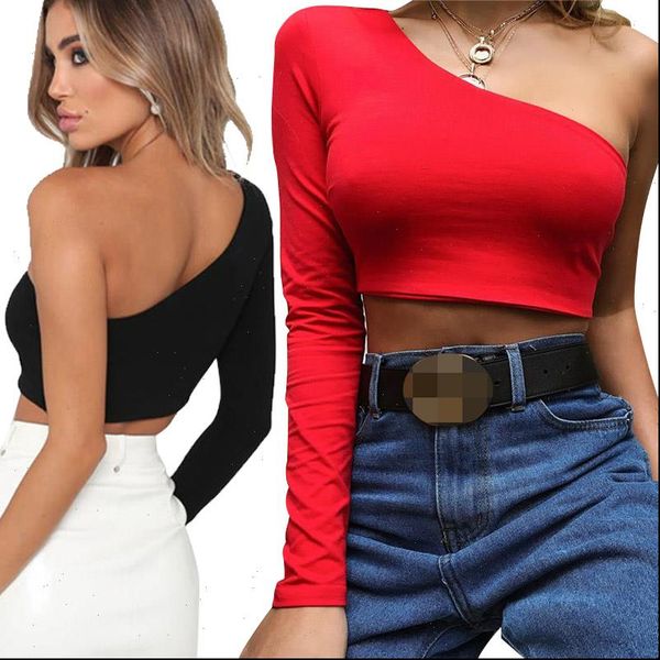 one shoulder slope neckline t shirt solid long sleeve womens tshirt white black crop ladies t shirt 2021 new fashion
one shoulder slope neckline t shirt solid long sleeve womens tshirt white black crop ladies t shirt 2021 new fashion