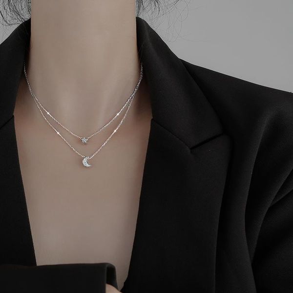 chains sipengjel trendy double layer star moon pendant necklace brilliant crystal zircon gold chain for women jewelry gifts, Silver
chains sipengjel trendy double layer star moon pendant necklace brilliant crystal zircon gold chain for women jewelry gifts, Silver