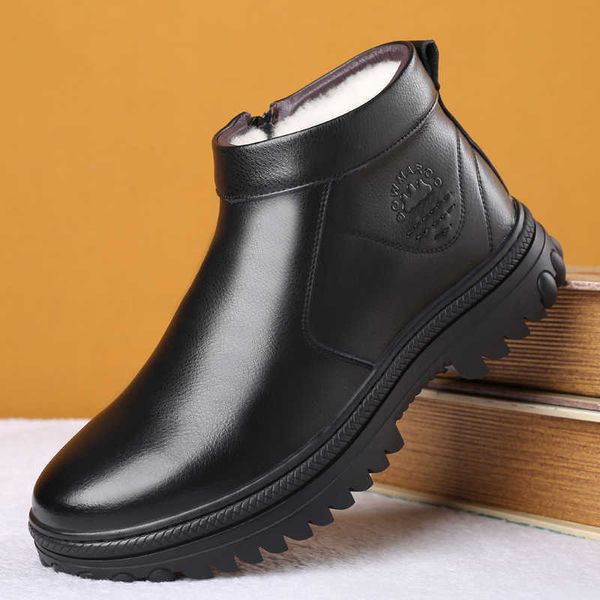 winter warm wool high men's cotton shoes with psh leather short boots father's, Black
winter warm wool high men's cotton shoes with psh leather short boots father's, Black