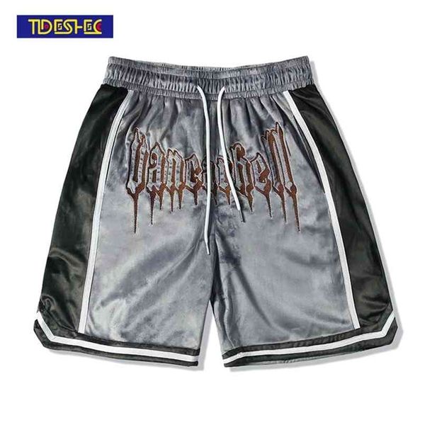 men hip hop gold velvet embroidered high street shorts casual summer wide leg pants straight baggy streetwear 210716, White;black
men hip hop gold velvet embroidered high street shorts casual summer wide leg pants straight baggy streetwear 210716, White;black