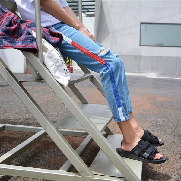 men's jeans ripped korean style slim striped nine-point pants youth four seasons mid-waist trend student, Blue
men's jeans ripped korean style slim striped nine-point pants youth four seasons mid-waist trend student, Blue