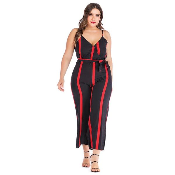 women's jumpsuits & rompers striped jumpsuit plus size bandage sleeveless office xxxxl 4xl monos largos mujer pantalon largo 2021 women, Black;white
women's jumpsuits & rompers striped jumpsuit plus size bandage sleeveless office xxxxl 4xl monos largos mujer pantalon largo 2021 women, Black;white