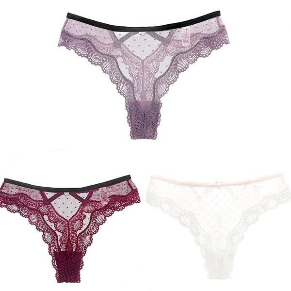 women's panties three-piece -l ladies lace polka dot mesh temptation buttocks perspective low-rise thong hollow t pants, Black;pink
women's panties three-piece -l ladies lace polka dot mesh temptation buttocks perspective low-rise thong hollow t pants, Black;pink