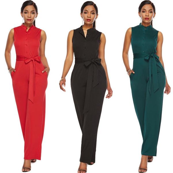 women's jumpsuits & rompers 2021 summer fashion wide leg elegant office lady jumpsuit solid color loose style women monos largos mujer, Black;white
women's jumpsuits & rompers 2021 summer fashion wide leg elegant office lady jumpsuit solid color loose style women monos largos mujer, Black;white