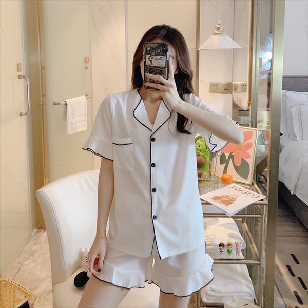 pajamas thin ice silk women sleepwear casual and comfortable loose tracksuit summer solid color lotus lace style v neck short, Black;red
pajamas thin ice silk women sleepwear casual and comfortable loose tracksuit summer solid color lotus lace style v neck short, Black;red