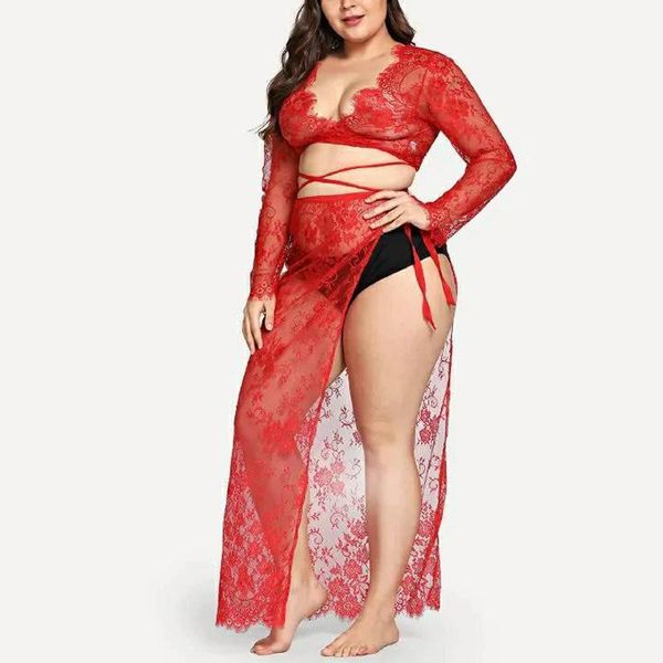 summer lace side slit bandage cover-up plus size women transparent long sleeve crop cardigan swimwear beach set women's tracksuits, Gray
summer lace side slit bandage cover-up plus size women transparent long sleeve crop cardigan swimwear beach set women's tracksuits, Gray