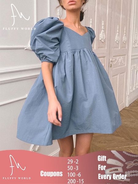 party dresses 2021 summer casual women dress v neck multicolor solid cotton puff short sleeve ladies elegant loose a line mini, White;black
party dresses 2021 summer casual women dress v neck multicolor solid cotton puff short sleeve ladies elegant loose a line mini, White;black