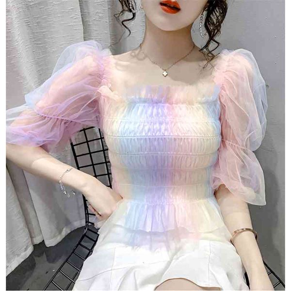women's knits & tees fashion colourful mesh sleeve chiffon women blouses square collar thin slim half shirts casual shirt summer t, White
women's knits & tees fashion colourful mesh sleeve chiffon women blouses square collar thin slim half shirts casual shirt summer t, White