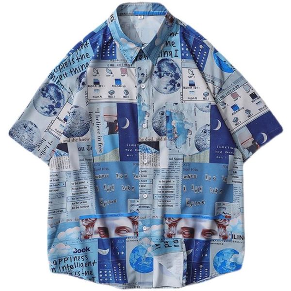 men's casual shirts 2021 mens summer vintage creative print fashion short sleeve beach loose single-breasted shirt, White;black
men's casual shirts 2021 mens summer vintage creative print fashion short sleeve beach loose single-breasted shirt, White;black