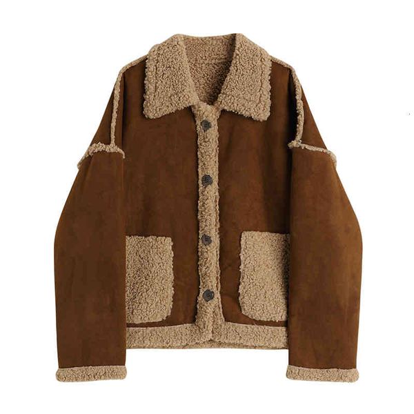 women's fur & faux women vintage suede jackets with shawl single breasted lamb wool jacket winter female casual loose sweet fashion war, Black
women's fur & faux women vintage suede jackets with shawl single breasted lamb wool jacket winter female casual loose sweet fashion war, Black