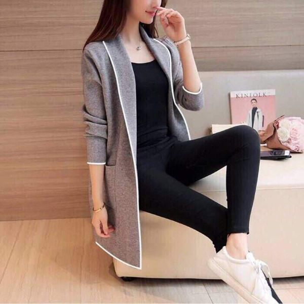 women's wool & blends spring autumn polyester coat turn-down collar long sleeve cardigan loose solid korean style office lady, Black
women's wool & blends spring autumn polyester coat turn-down collar long sleeve cardigan loose solid korean style office lady, Black