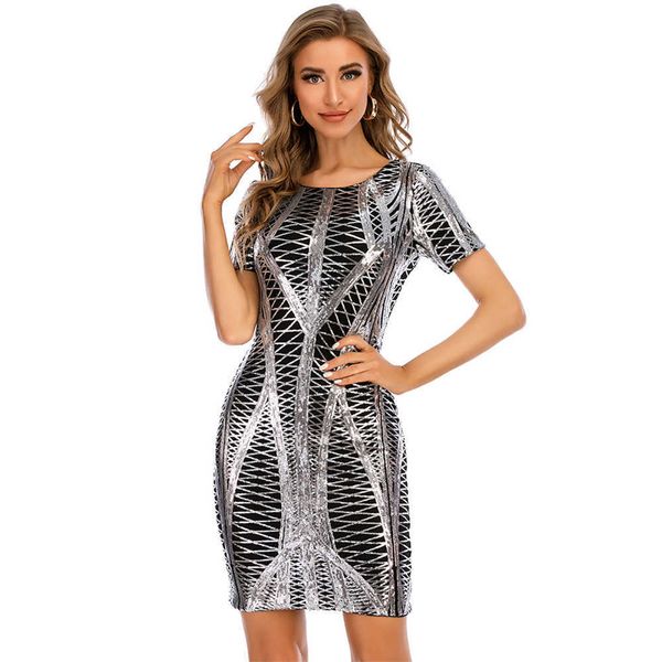 luxury evening party dresses casual bag hip sequin dr's wear, Black